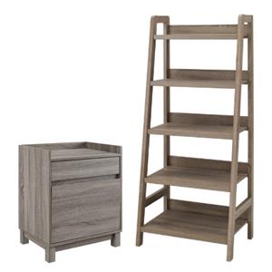 Home Square 2-Piece Set with Filing Cabinet and Five Shelf Ladder Bookcase