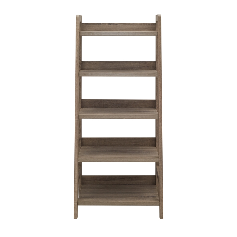 Home Square 2-Piece Set with Two Drawer Desk and Five Shelf Ladder Bookcase