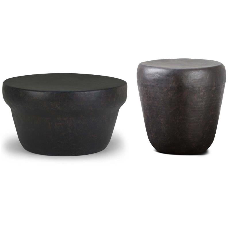 Home Square 2-Piece Set with Coffee Table and Side Table in Rustic Bronze