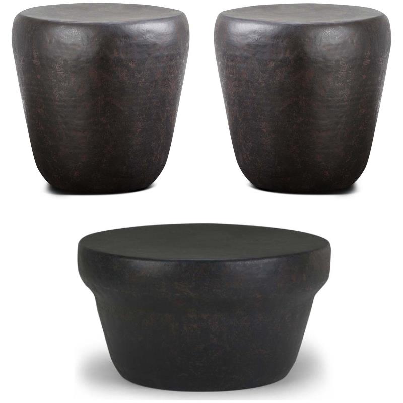 Home Square 3-Piece Set with Coffee Table and 2 Side Tables in Rustic Bronze