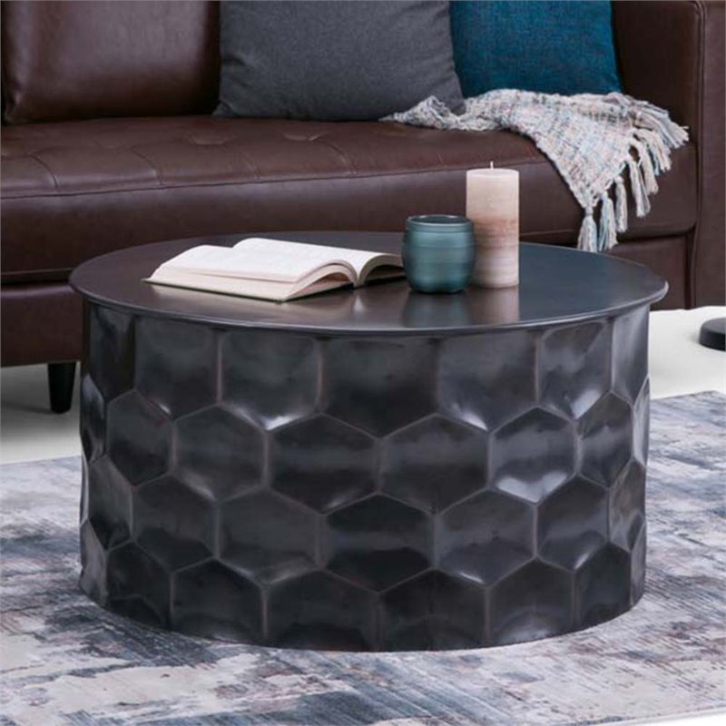 Home Square 3-Piece Set with Coffee Table and 2 Side Tables in Antique Bronze