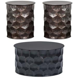 Home Square 3-Piece Set with Coffee Table and 2 Side Tables in Antique Bronze