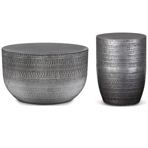 Home Square 2-Piece Set with Coffee Table and Side Table in Antique Silver