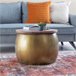 Home Square 2-Piece Set with Metal Drum Table and Drum Side Table
