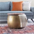 Home Square 2-Piece Set with Metal Drum Table and Drum Side Table