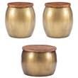Home Square 3-Piece Set with Metal Drum Table and 2 Drum Side Tables