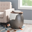 Home Square 2-Piece Set with Metal Drum Table and Drum Side Table in Silver
