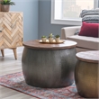 Home Square 2-Piece Set with Drum Table and Drum Side Table in in Silver