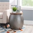 Home Square 2-Piece Set with Drum Table and Drum Side Table in in Silver
