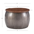 Home Square 2-Piece Set with Drum Table and Drum Side Table in in Silver