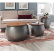 Home Square 2-Piece Set with Drum Table and Drum Side Table in in Silver