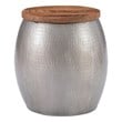 Home Square 3-Piece Set with Drum Table and 2 Drum Side Tables in in Silver