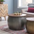 Home Square 3-Piece Set with Drum Table and 2 Drum Side Tables in in Silver