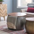 Home Square 3-Piece Set with Drum Table and 2 Drum Side Tables in in Silver