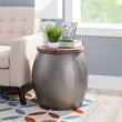 Home Square 3-Piece Set with Drum Table and 2 Drum Side Tables in in Silver