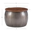Home Square 3-Piece Set with Drum Table and 2 Drum Side Tables in in Silver