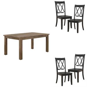 Home Square 5-Piece Set with Dining Table and 4 Dining Chairs in Brown