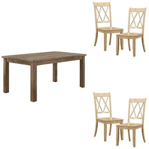 Home Square 5-Piece Set with Dining Table and 4 Dining Chairs in Buttermilk