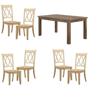 Home Square 7-Piece Set with Dining Table and 6 Dining Chairs in Buttermilk
