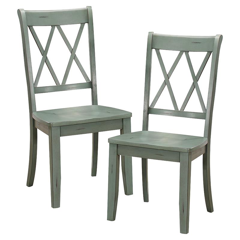 Home Square 7-Piece Set with Dining Table and 6 Dining Chairs in Teal