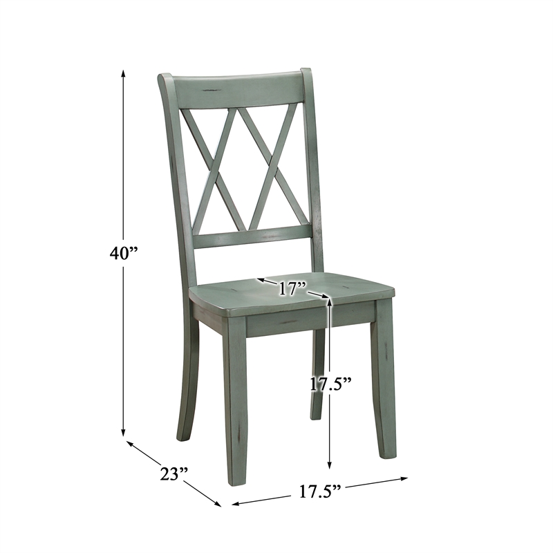 Home Square 7-Piece Set with Dining Table and 6 Dining Chairs in Teal