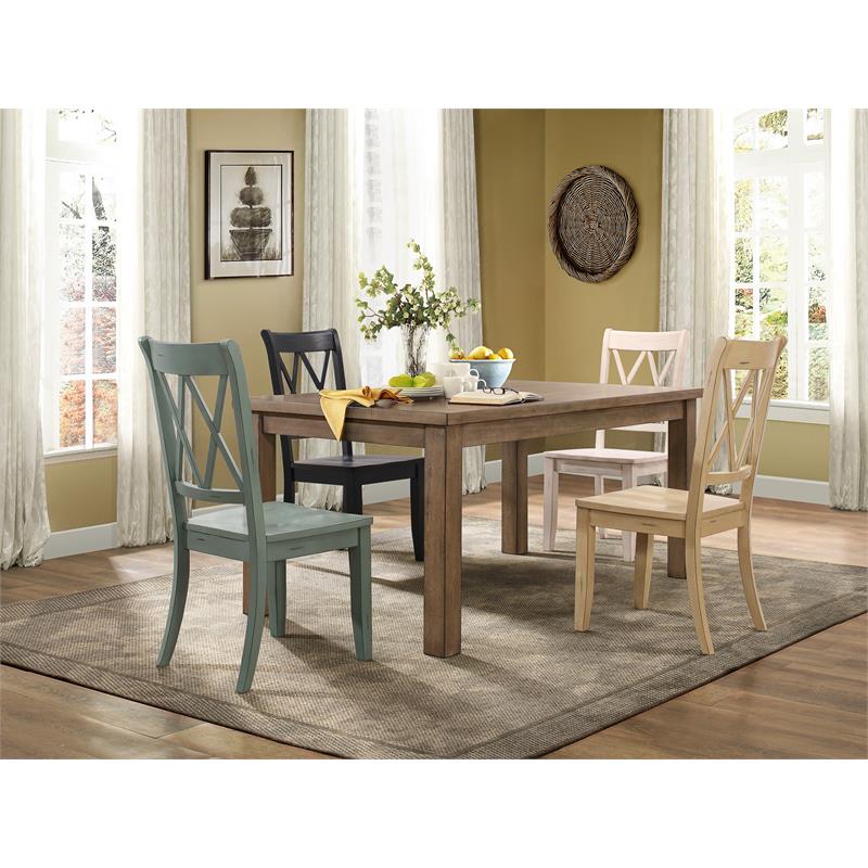 Home Square 7-Piece Set with Dining Table and 6 Dining Chairs in White