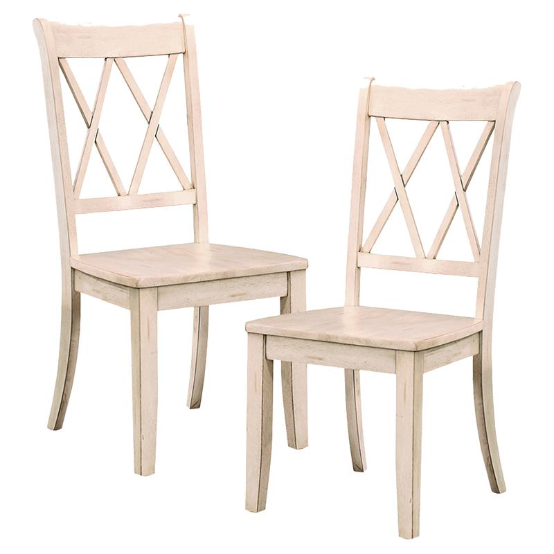 Home Square 7-Piece Set with Dining Table and 6 Dining Chairs in White