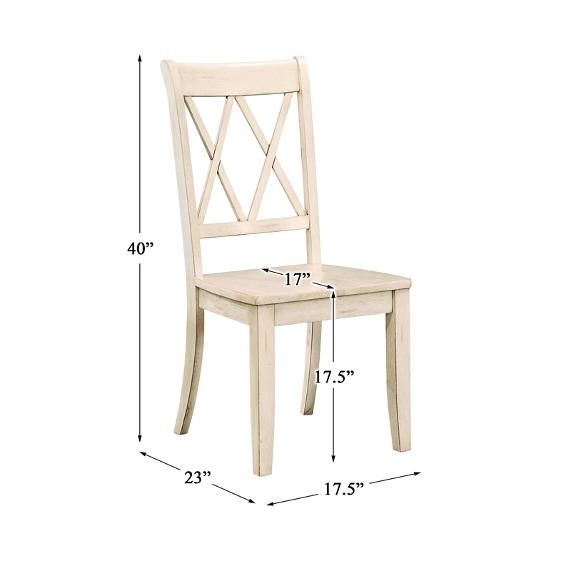 Home Square 7-Piece Set with Dining Table and 6 Dining Chairs in White