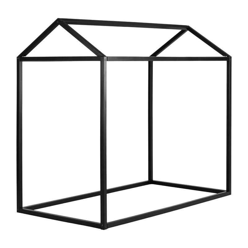 Home Square 2-Piece Set with Black House Bed and Kid Bookcase