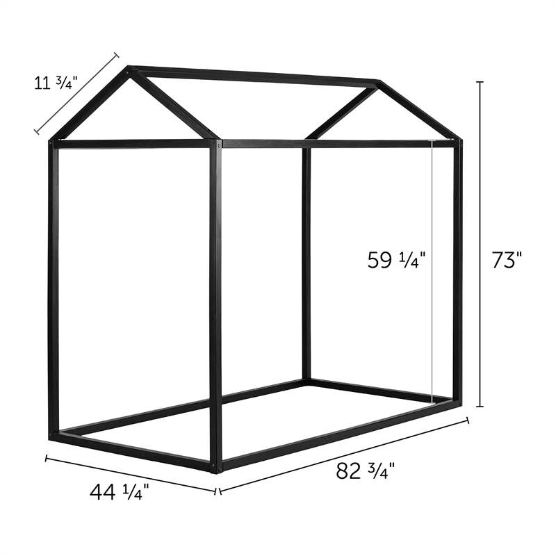 Home Square 2-Piece Set with Black House Bed and Kid Bookcase