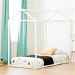 Home Square 2-Piece Set with House Bed in White and Kid Bookcase in Natural