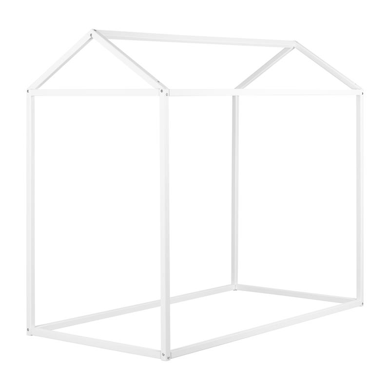 Home Square 2-Piece Set with House Bed in White and Kid Bookcase in Natural