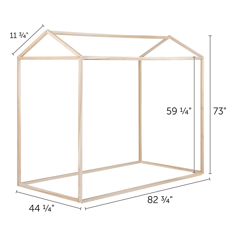 Home Square 2-Piece Set with Twin Bed Frame and Kid Bookcase in Natural