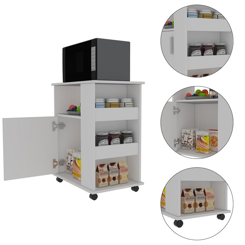 Home Square 2-Piece Set with Storage Pantry Cabinet and Kitchen Service Cart