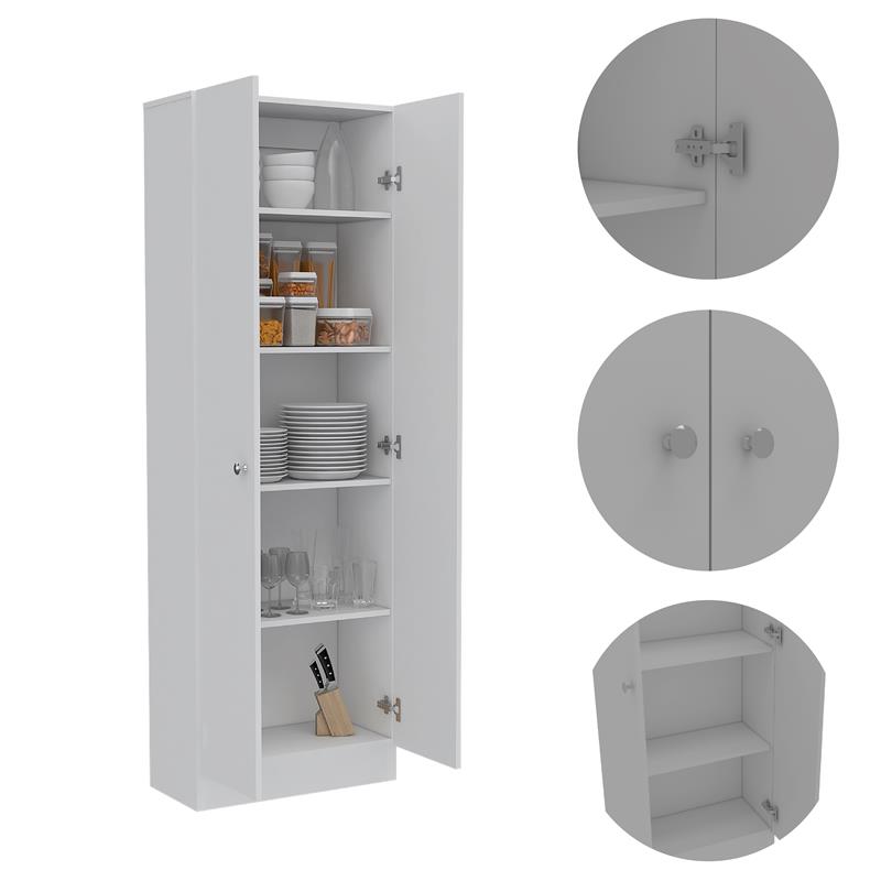 Home Square 2-Piece Set with Storage Pantry Cabinet and Kitchen Service Cart