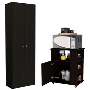 Home Square 2-Piece Set with Two-Door Pantry Cabinet and Microwave Cabinet