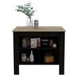 Home Square 2-Piece Set with 60 Wood Pantry and Kitchen Island in Black