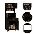 Home Square 2-Piece Set with 60 Wood Pantry and Kitchen Island in Black