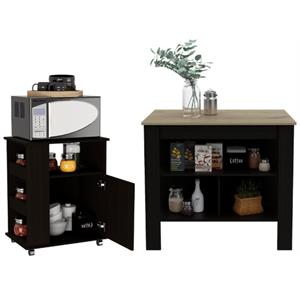 Home Square 2-Piece Set with Microwave Cabinet and Kitchen Island