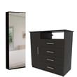 Home Square 2-Piece Set with Shoe Rack & 4 Drawer Dresser in Black