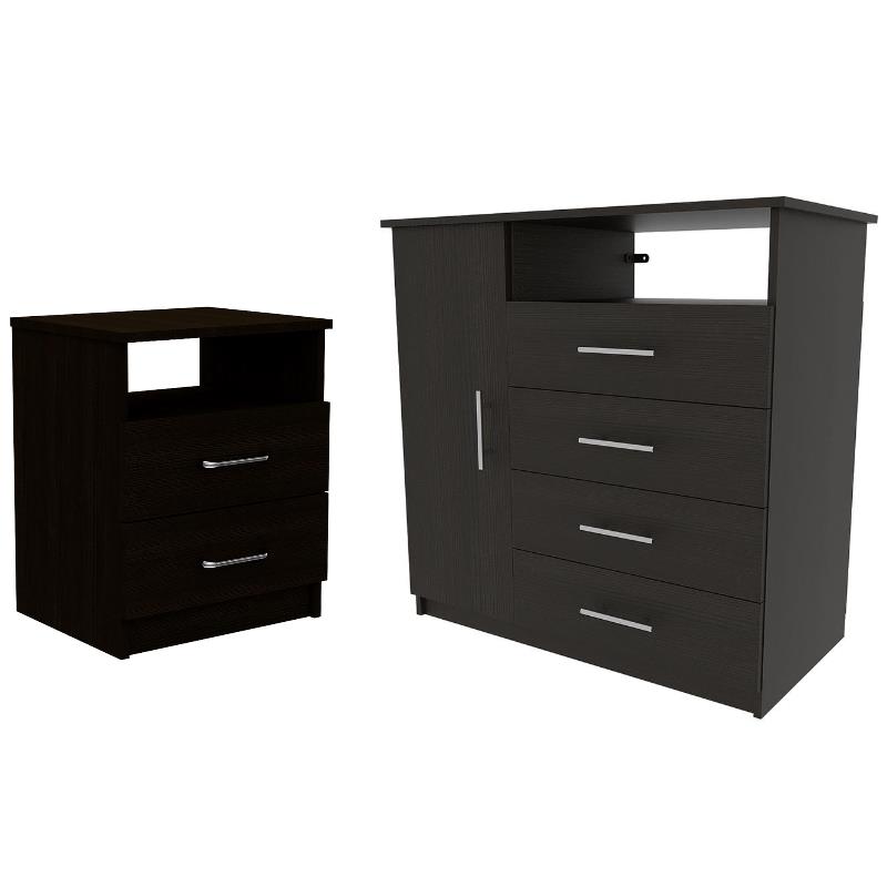 Home Square 2-Piece Set with 2 Drawer Night Stand & 4 Drawer Dresser