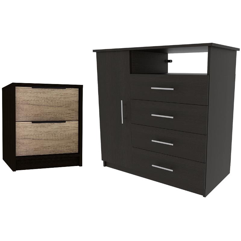 Home Square 2-Piece Set with 2 Drawer Nightstand & 4 Drawer Dresser