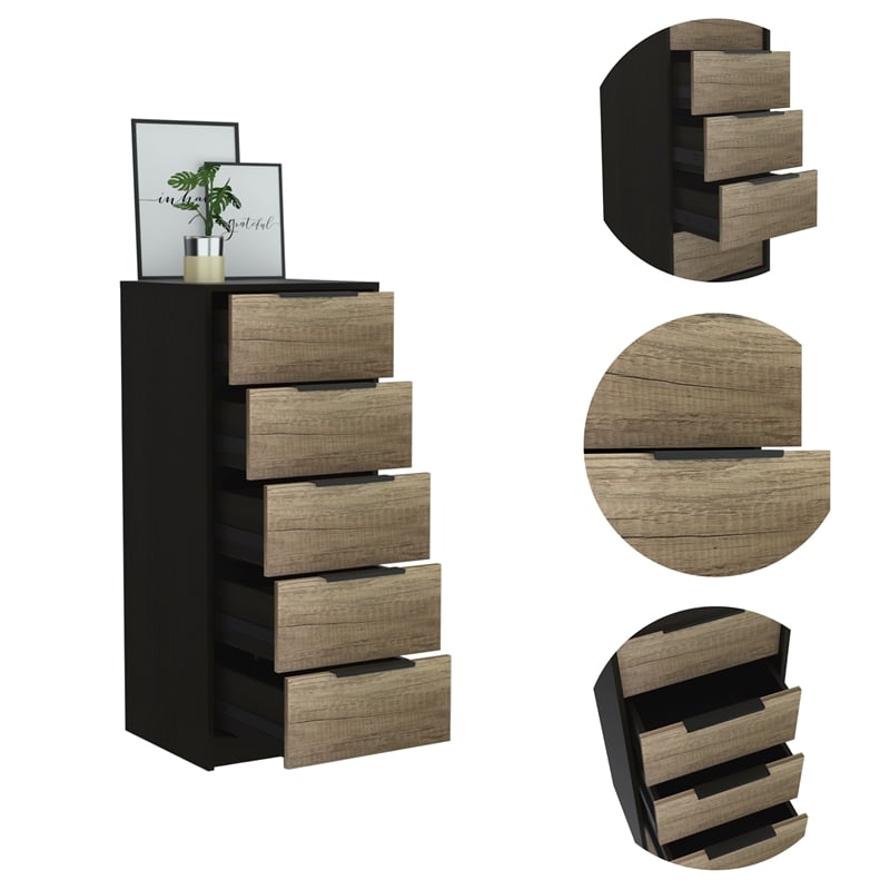 Home Square 2-Piece Set with Nightstand and 5 Drawer Dresser