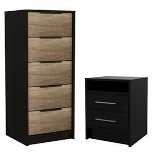 Home Square 2-Piece Set with Nightstand and 5 Drawer Dresser