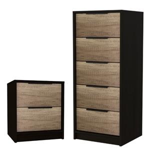 Home Square 2-Piece Set with Night Stand and 5 Drawer Dresser