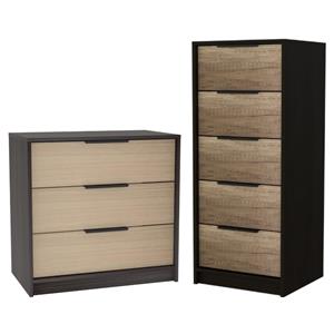Home Square 2-Piece Set with 3 Drawers Dresser and 5 Drawer Dresser