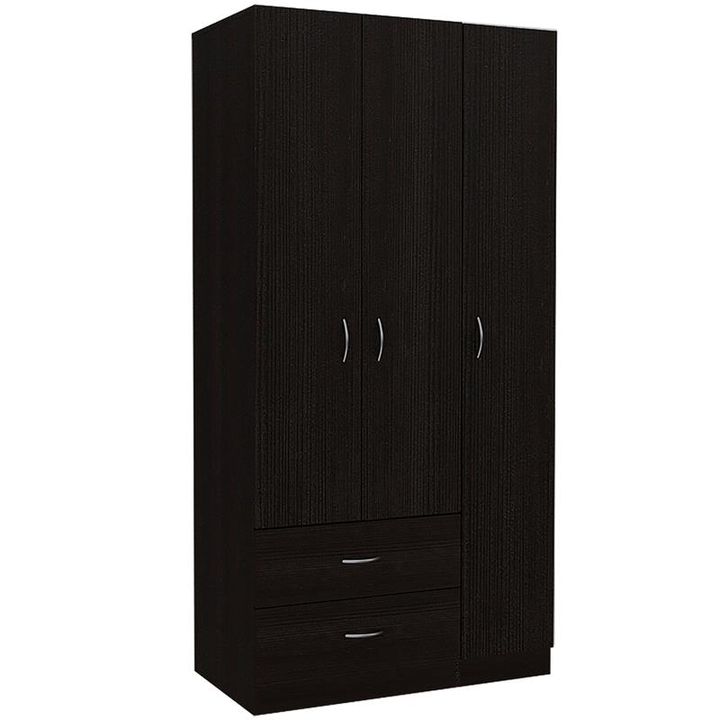 Home Square 2-Piece Set with 3 Door Wood Armoire and Nightstand