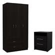 Home Square 2-Piece Set with 3 Door Wood Armoire and Nightstand