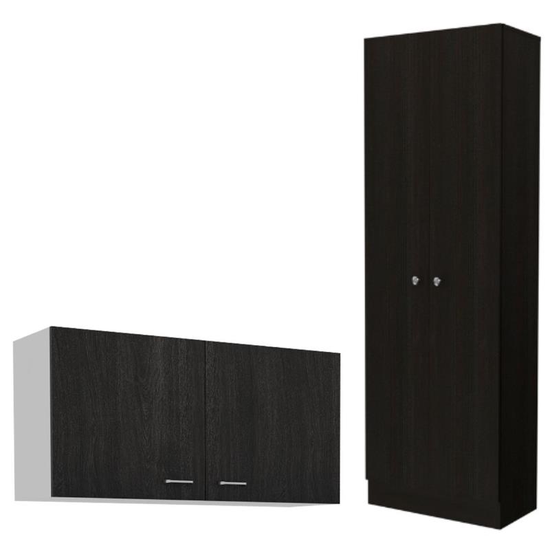Home Square 2-Piece Set with Two-Door Pantry Cabinet & Wall Cabinet
