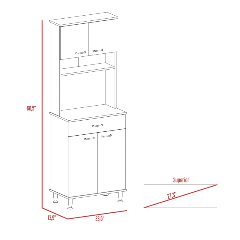 Home Square 2-Piece Set with Wood Pantry in Black and Wall Cabinet